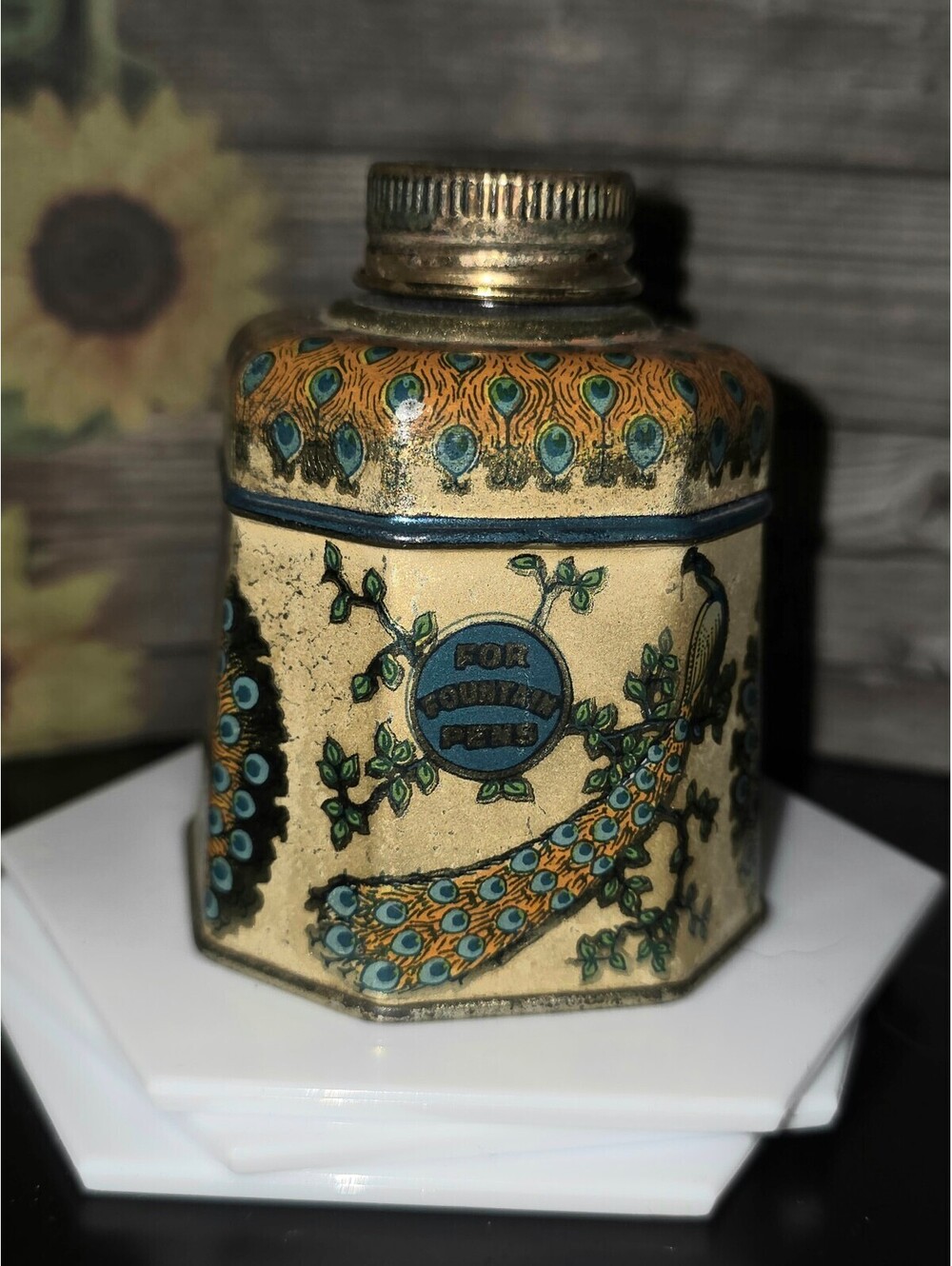 Peacock Blue Inkwell Signed